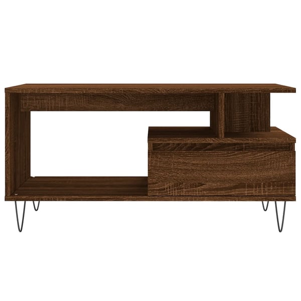 vidaXL sofabord 90x49x45 cm konstrueret træ brun egetræsfarve