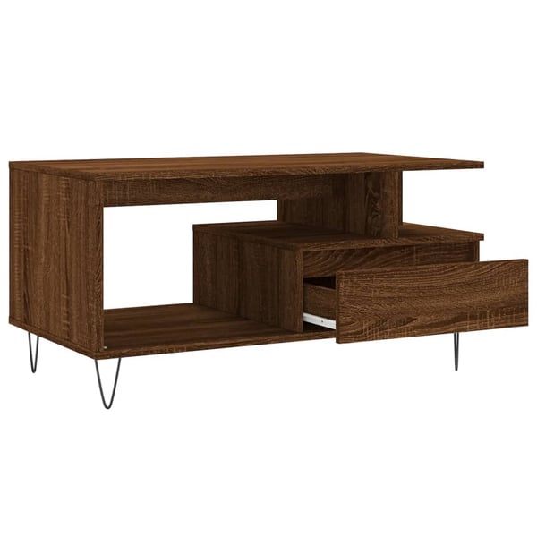 vidaXL sofabord 90x49x45 cm konstrueret træ brun egetræsfarve