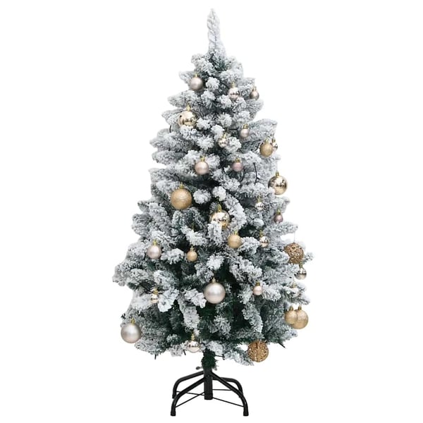 vidaXL Kunstig hengslet juletre med 150 LED og kulesett 150 cm