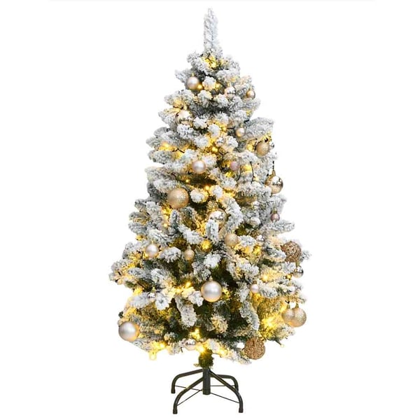 vidaXL Tekojoulukuusi saranoilla 150 LED-valoa ja joulupalloa 120 cm