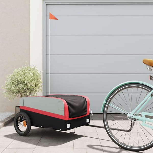 vidaXL cykelanhænger 30 kg jern sort og rød