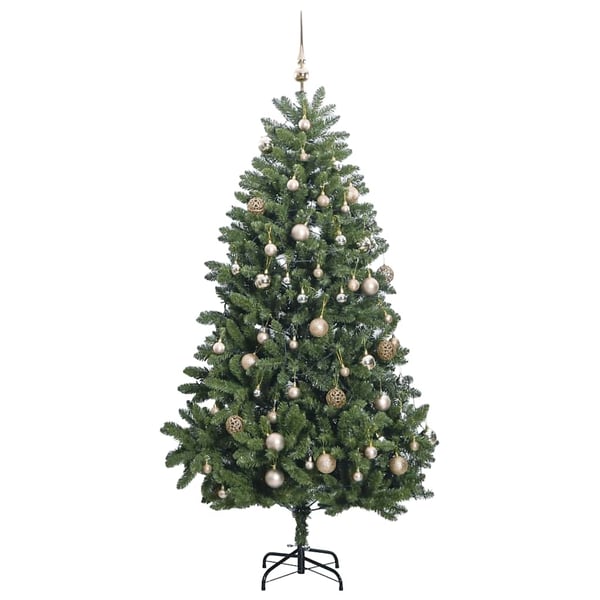 vidaXL Tekojoulukuusi saranoilla 300 LED-valoa ja joulupalloa 270 cm
