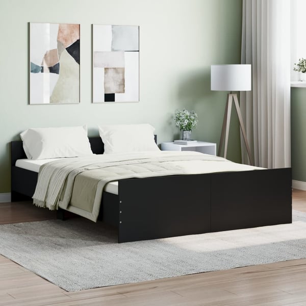 vidaXL Sengeramme med hode- og fotgavl svart 135x190 cm