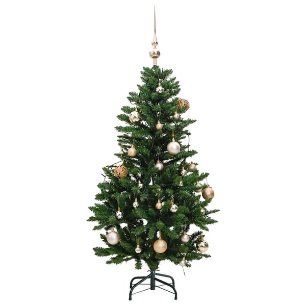 vidaXL Kunstig hengslet juletre med 150 LED og kulesett 120 cm