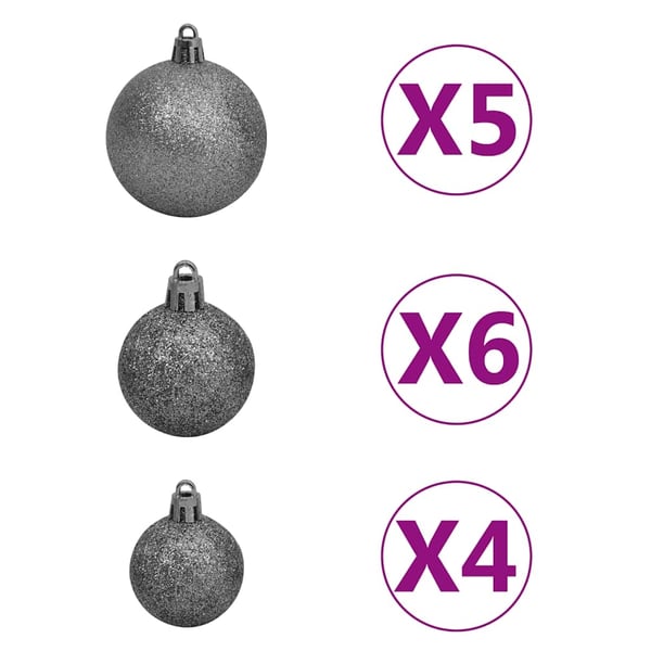 vidaXL kunstigt juletræ 150 LED'er og kuglesæt hængslet 150 cm