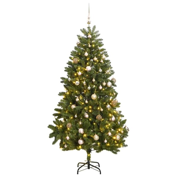 vidaXL kunstigt juletræ 300 LED'er og kuglesæt hængslet 300 cm