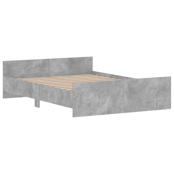 vidaXL Sengeramme med hode- og fotgavl betonggrå 135x190 cm