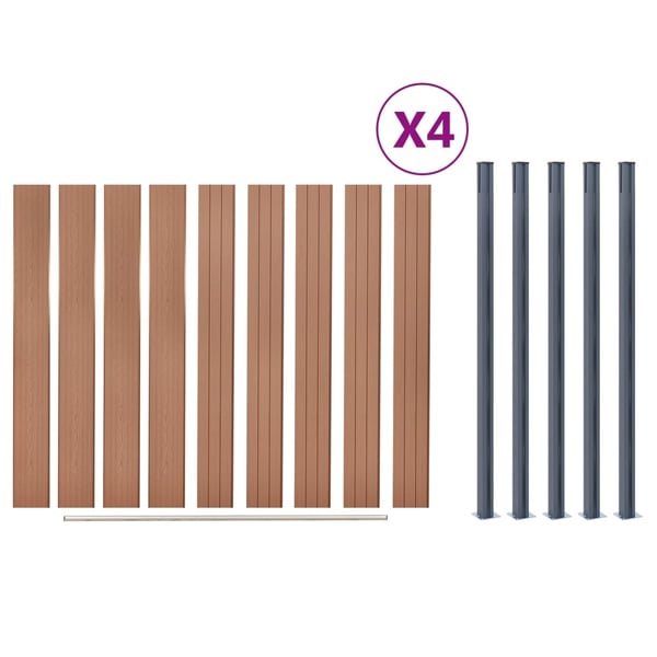 vidaXL hegnspanelsæt 699x186 cm WPC brun