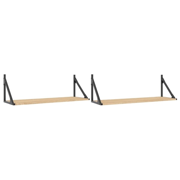vidaXL væghylder 2 stk. 80x25x25,5 cm konstrueret træ sonoma-eg
