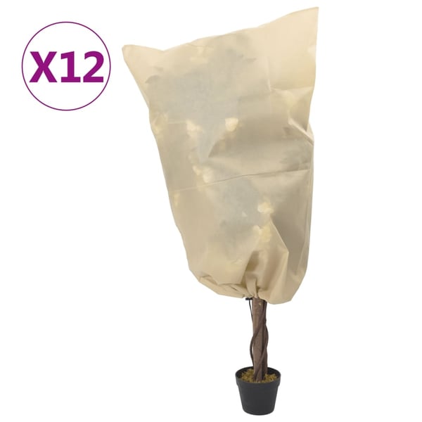 vidaXL Plantefleecetrekk med snor 12 stk 70 g/m² 0,8x1,2 m