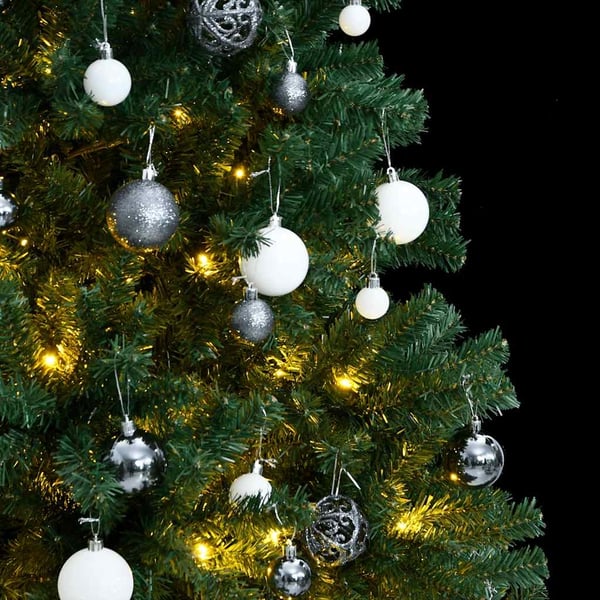 vidaXL kunstigt juletræ 300 LED'er og kuglesæt hængslet 240 cm
