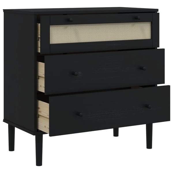 vidaXL Kommode SENJA rotting-utseende svart 80x40x80 cm heltre furu