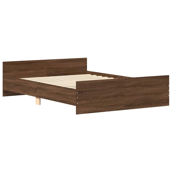 vidaXL Sengeramme med hode- og fotgavl brun eik 150x200 cm