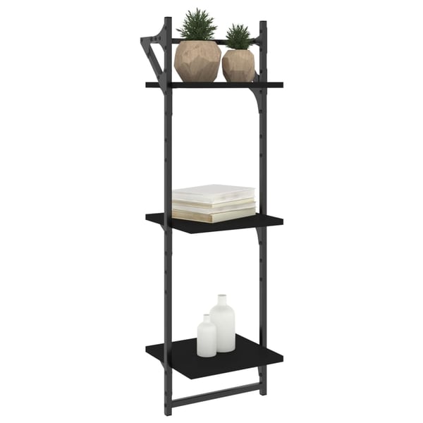 vidaXL væghylder 2 stk. med stænger og 3 hylder 30x25x100 cm sort