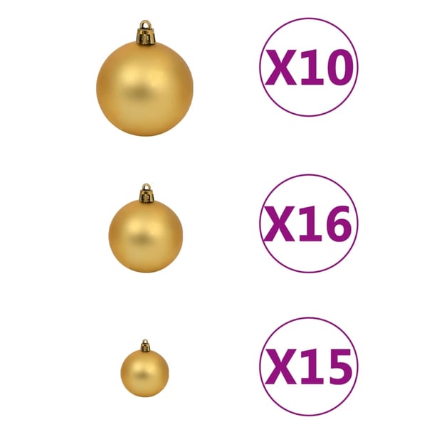 vidaXL Kunstig hengslet juletre med 300 LED og kulesett 270 cm
