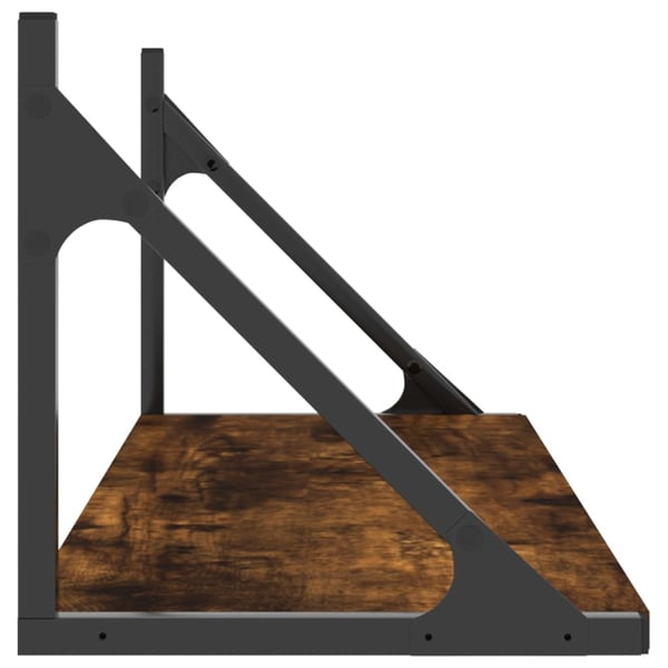 vidaXL væghylder 2 stk. 80x25x25,5 cm konstrueret træ røget egetræ