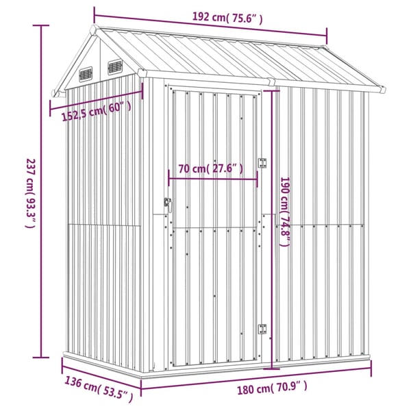 vidaXL haveskur 192x152,5x237 cm galvaniseret stål antracitgrå