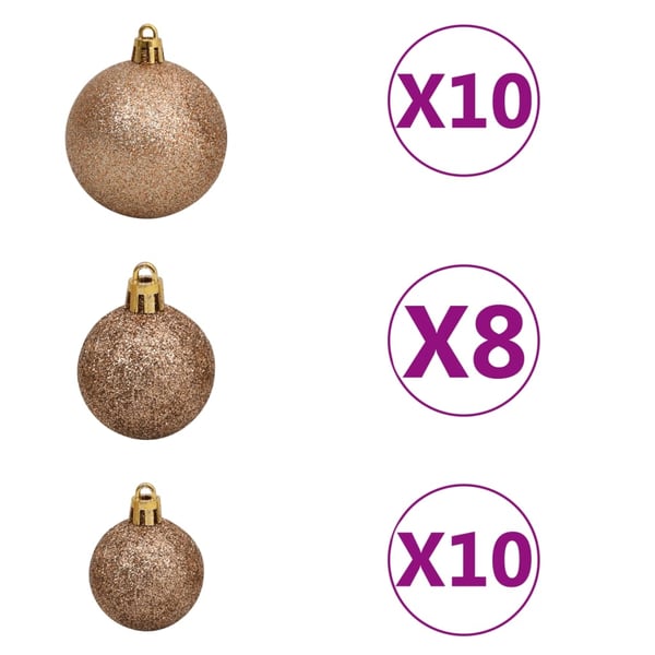 vidaXL kunstigt juletræ 300 LED'er og kuglesæt hængslet 210 cm