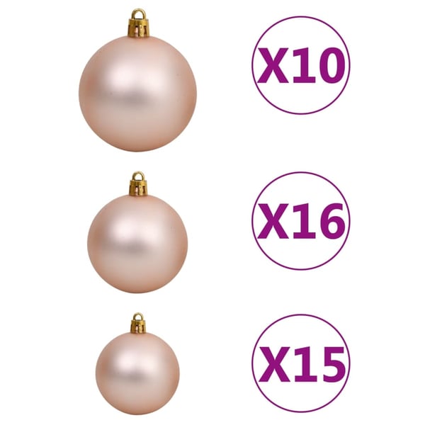 vidaXL kunstigt juletræ 300 LED'er og kuglesæt hængslet 210 cm