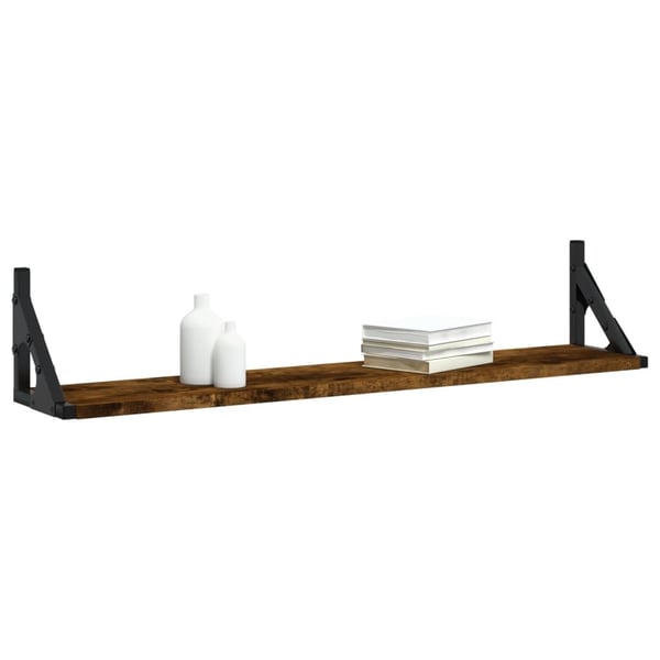 vidaXL væghylder 2 stk. 80x15x15,5 cm konstrueret træ røget egetræ