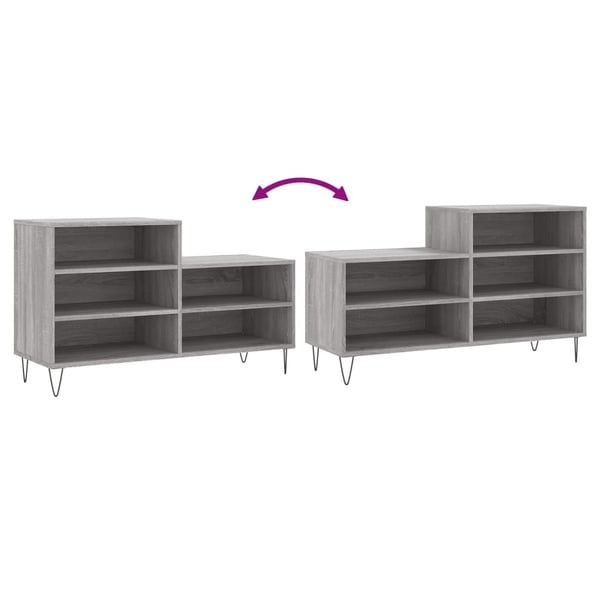 vidaXL Skoskap grå sonoma 102x36x60 cm konstruert tre