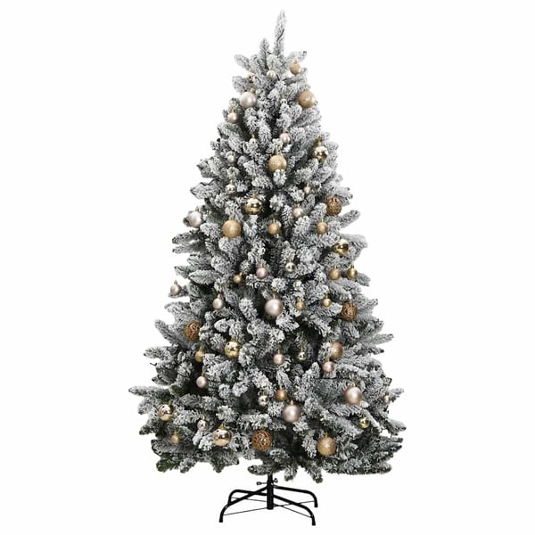 vidaXL kunstigt juletræ 300 LED'er og kuglesæt hængslet 240 cm