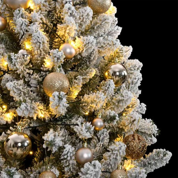 vidaXL kunstigt juletræ 300 LED'er og kuglesæt hængslet 240 cm