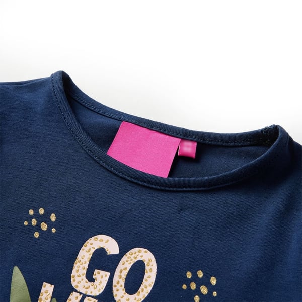 vidaXL T-shirt med långa ärmar för barn marinblå 140