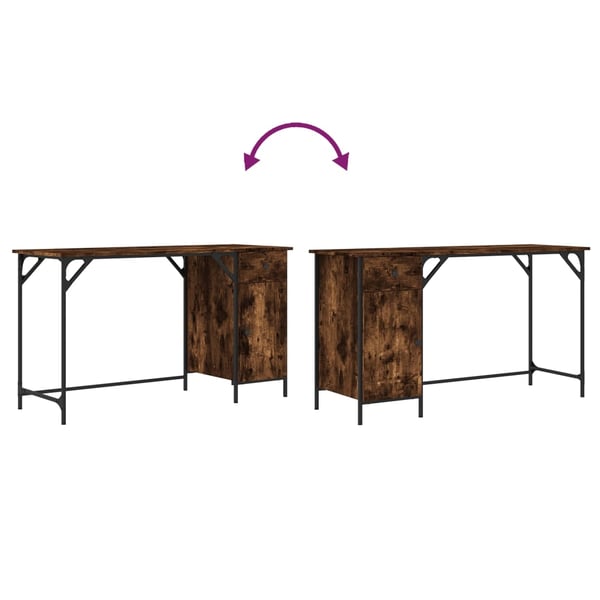 vidaXL Skrivebord røkt eik 131x48x75 cm konstruert tre