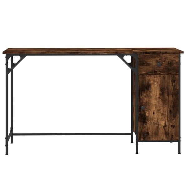 vidaXL Skrivebord røkt eik 131x48x75 cm konstruert tre
