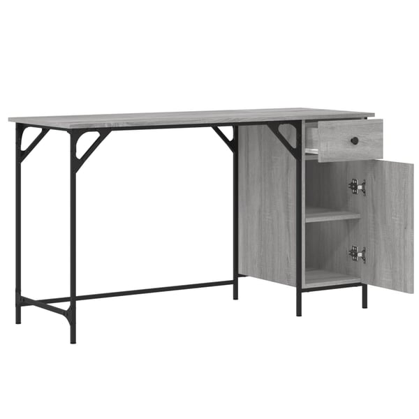 vidaXL computerbord 131x48x75 cm konstrueret træ grå sonoma-eg