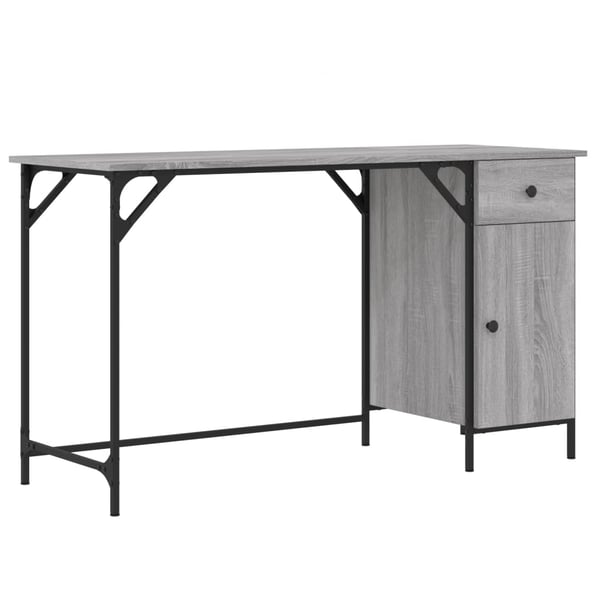 vidaXL computerbord 131x48x75 cm konstrueret træ grå sonoma-eg
