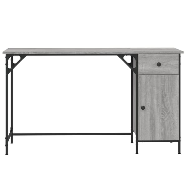 vidaXL computerbord 131x48x75 cm konstrueret træ grå sonoma-eg