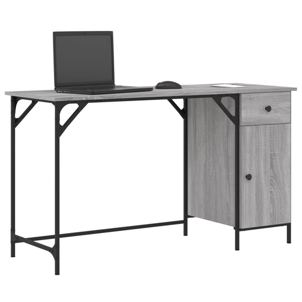 vidaXL computerbord 131x48x75 cm konstrueret træ grå sonoma-eg