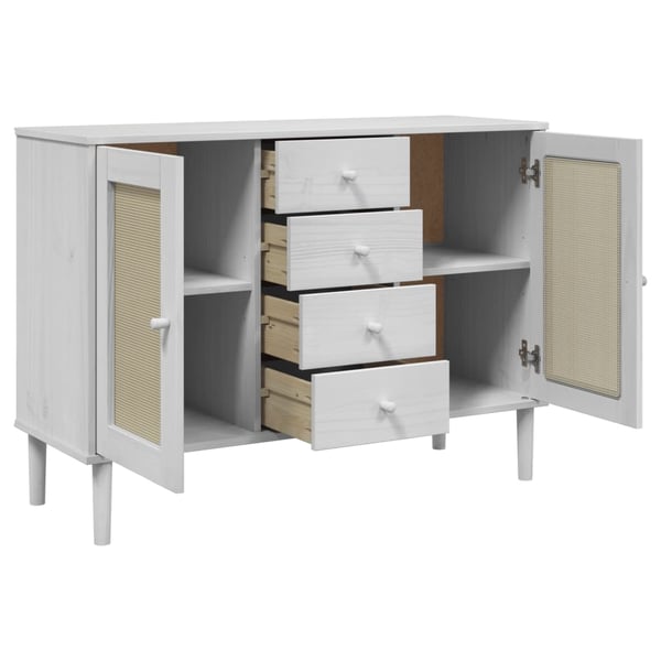 vidaXL Skjenk SENJA rotting utseende hvit 112x40x80 cm heltre furu