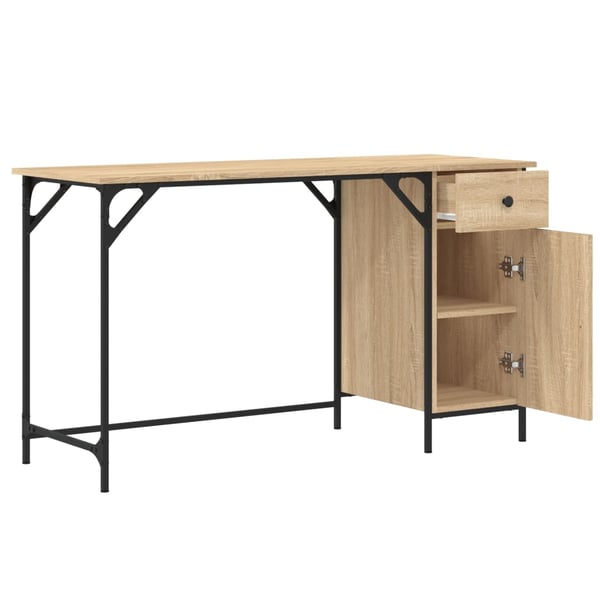 vidaXL Skrivebord sonoma eik 131x48x75 cm konstruert tre