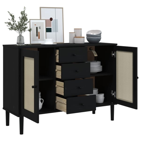vidaXL Skjenk SENJA rotting utseende svart 112x40x80 cm heltre furu