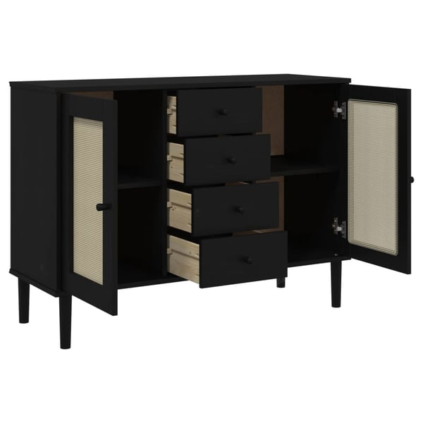 vidaXL Skjenk SENJA rotting utseende svart 112x40x80 cm heltre furu