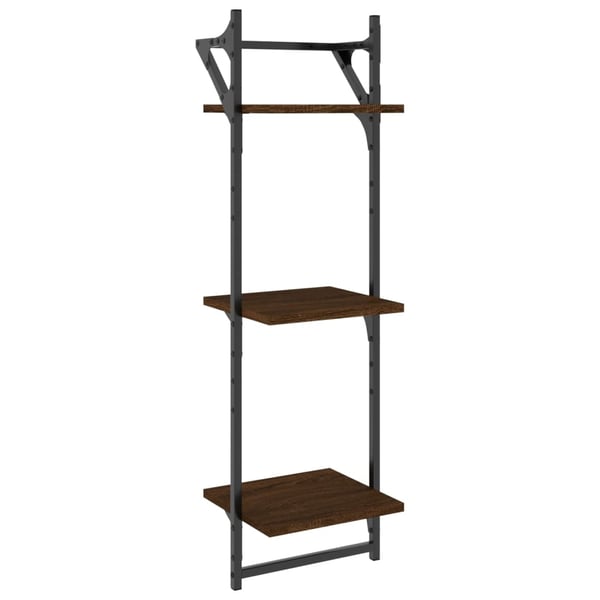 vidaXL væghylder 2 stk. med stænger og 3 hylder 30x25x100 cm brunt eg