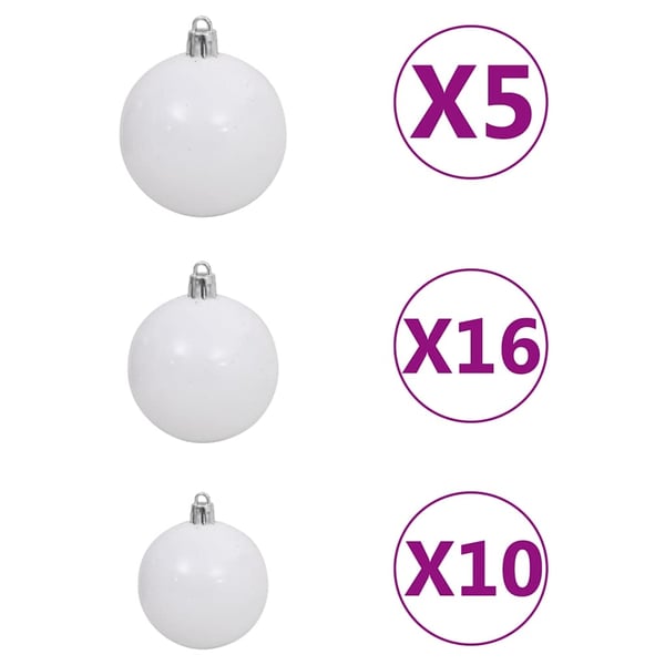 vidaXL kunstigt juletræ 300 LED'er og kuglesæt hængslet 270 cm