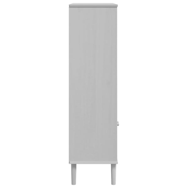 vidaXL skænk SENJA 90x35x130 rattanlook massivt fyrretræ hvid