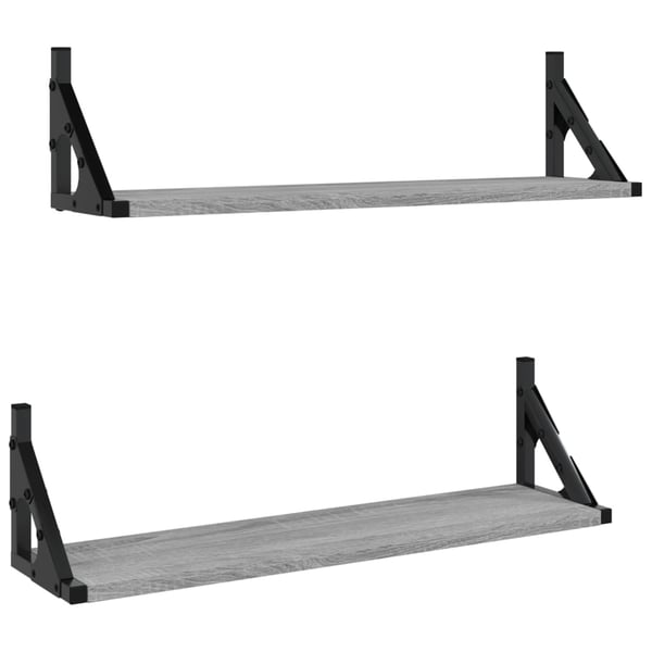 vidaXL væghylder 2 stk. 60x15x15,5 cm grå sonoma-eg