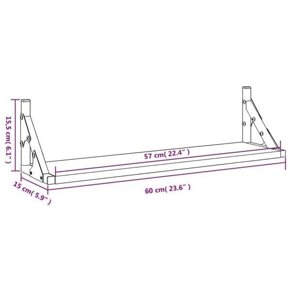 vidaXL væghylder 2 stk. 60x15x15,5 cm grå sonoma-eg