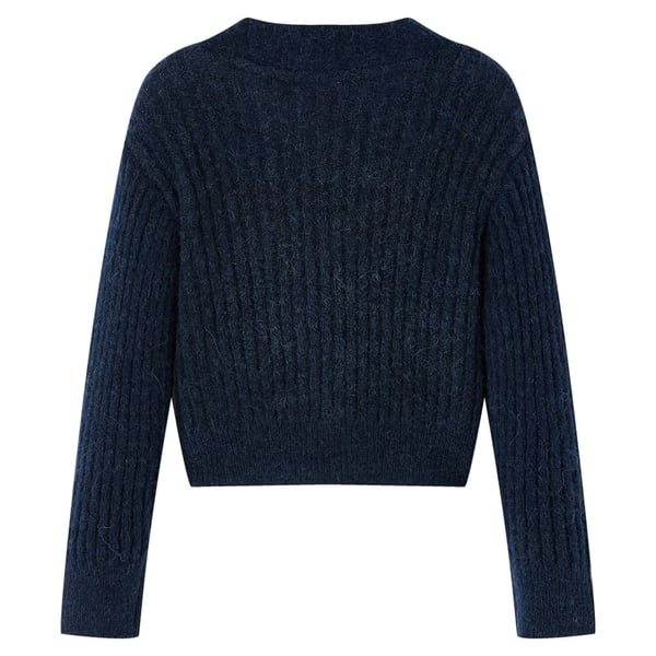 vidaXL Cardigan for barn strikket marineblå 140
