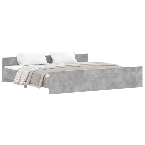 vidaXL Sengeramme med hode- og fotgavl betonggrå 200x200 cm