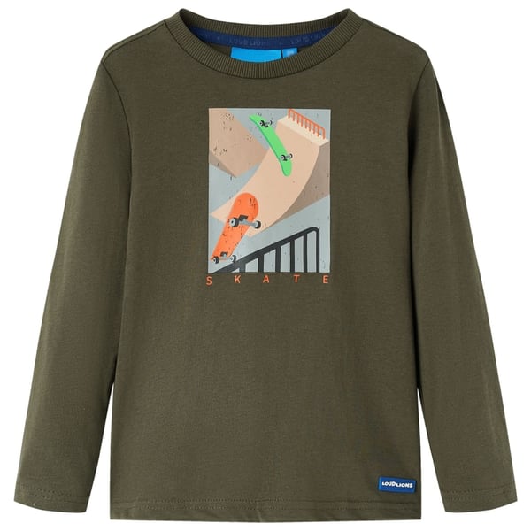 vidaXL Langærmet T-shirt til børn str. 116 kakifarvet
