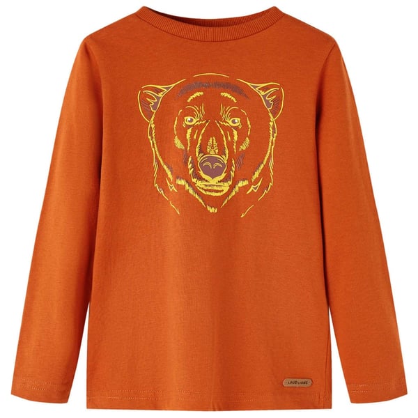 vidaXL Langærmet T-shirt til børn str. 128 rustfarvet