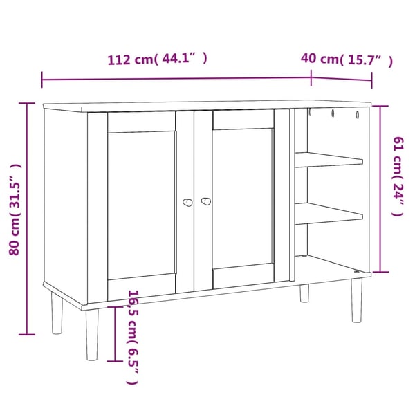 vidaXL Skjenk SENJA rotting utseende hvit 112x40x80 cm heltre furu