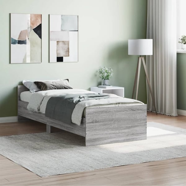 vidaXL Sengeramme grå sonoma 75x190 cm konstruert tre