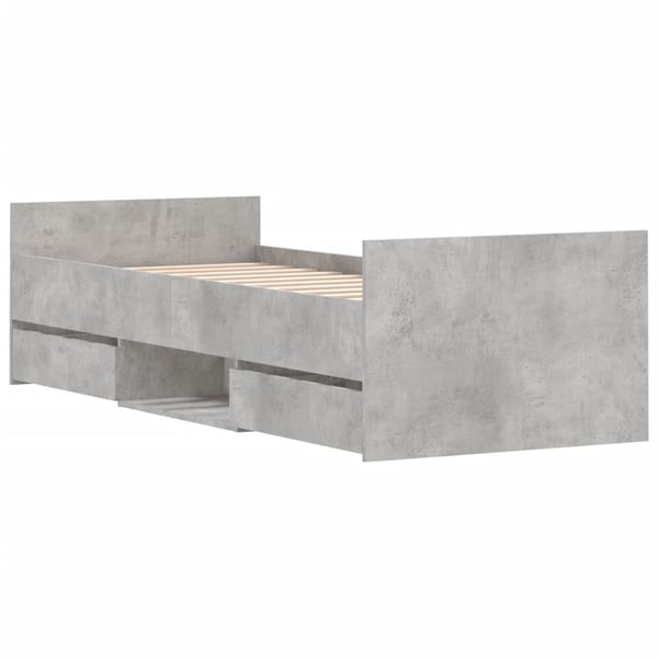 vidaXL Sengeramme med hode- og fotgavl betonggrå 75x190 cm